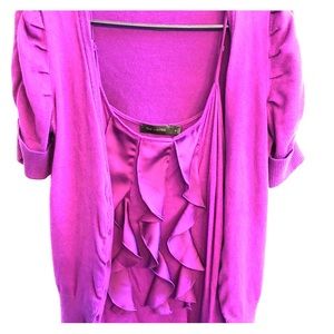 Women’s short sleeve cardigan and ruffle tank